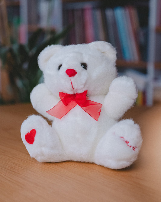 Peluche NOUNOURS blanche (rose ou rouge)