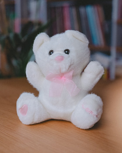 White teddy bear (pink or red)